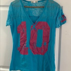 blue short sleeve top